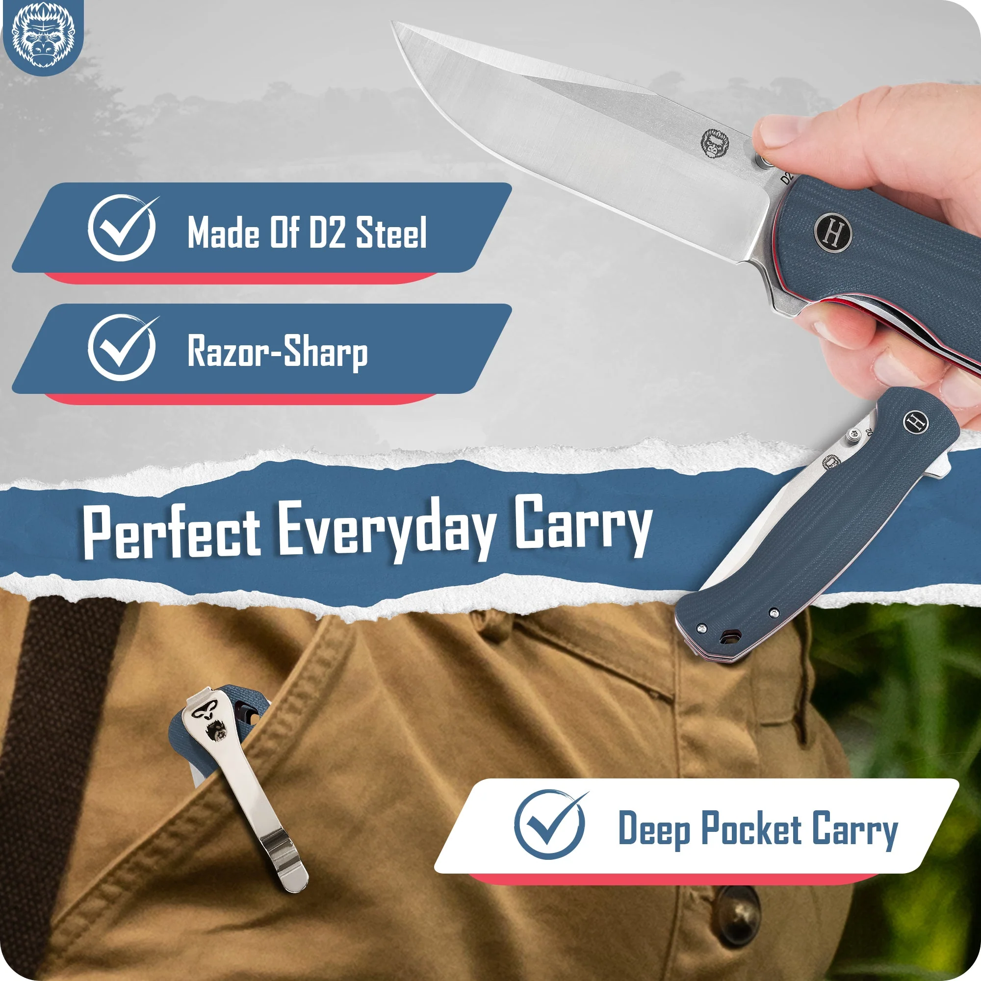 The Wrangler Folding Pocket Knife Giftset for Men and Women (Silver and Red) - Image 3