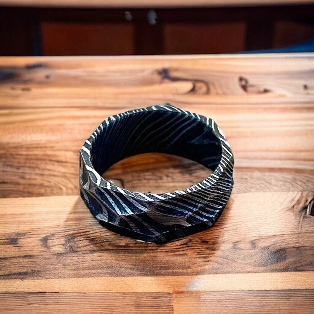 Timeless Bond Hand-Forged Damascus Steel Proposal Memory Ring by KBS Knives Store - Image 2