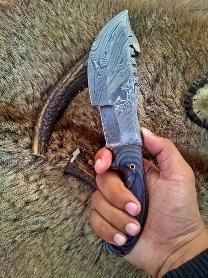 Tom Brown Tracker Knife – Custom Handmade Full Tang Damascus Steel Survival Knife with Exotic Wood Handle and Horizontal Leather Sheath | 9.5-Inch Outdoor Knife by KBS Knives - Image 2