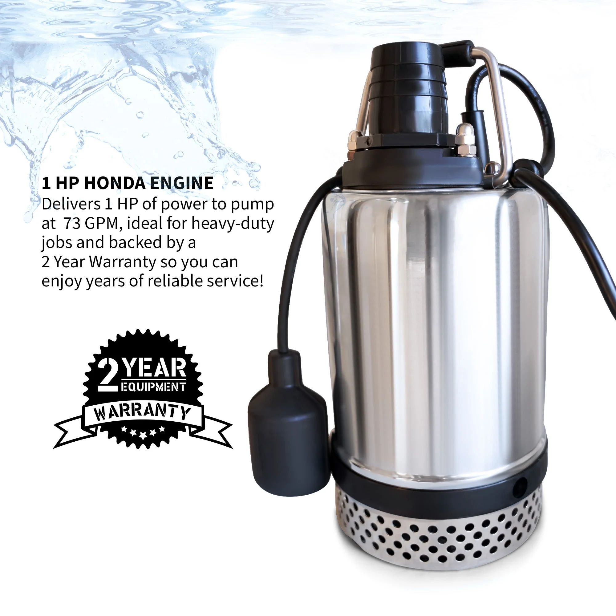 Tomahawk 1 HP Submersible Trash Pump, 73 GPM / 4380 GPH, 750W with Automatic Float Switch Top-Outlet for Flooded Basements, Pools, and Construction Sites - Image 5