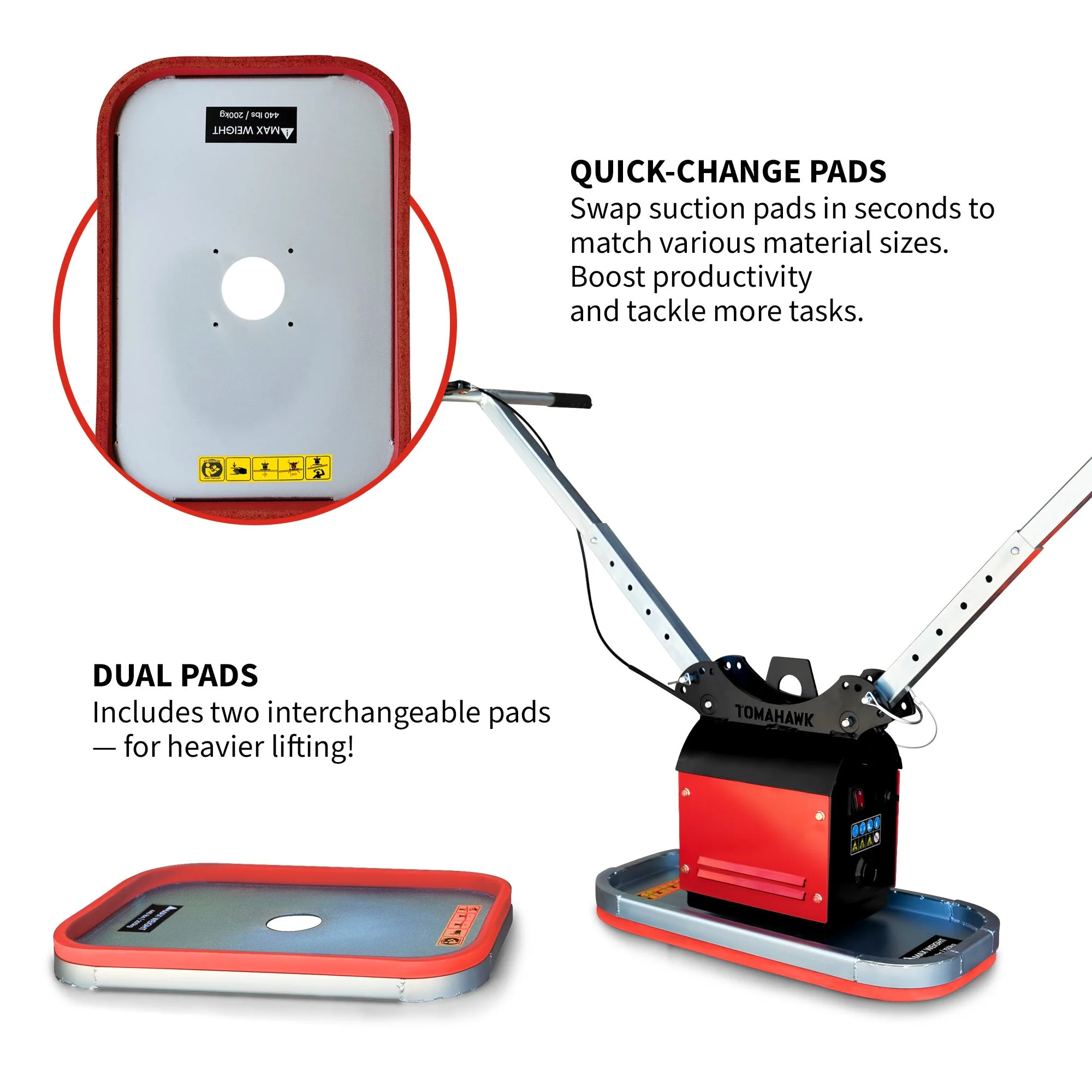 Tomahawk 440 lb Electric Paver Slab Vacuum Lifter 1200W for Hardscaping, Concrete, and Stone Placement - Image 9