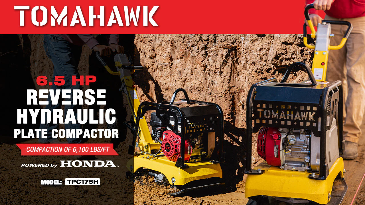 Tomahawk 6.5 HP Honda Reverse Hydraulic Plate Compactor for Soil, Aggregate, Cohesive Compaction - Image 3