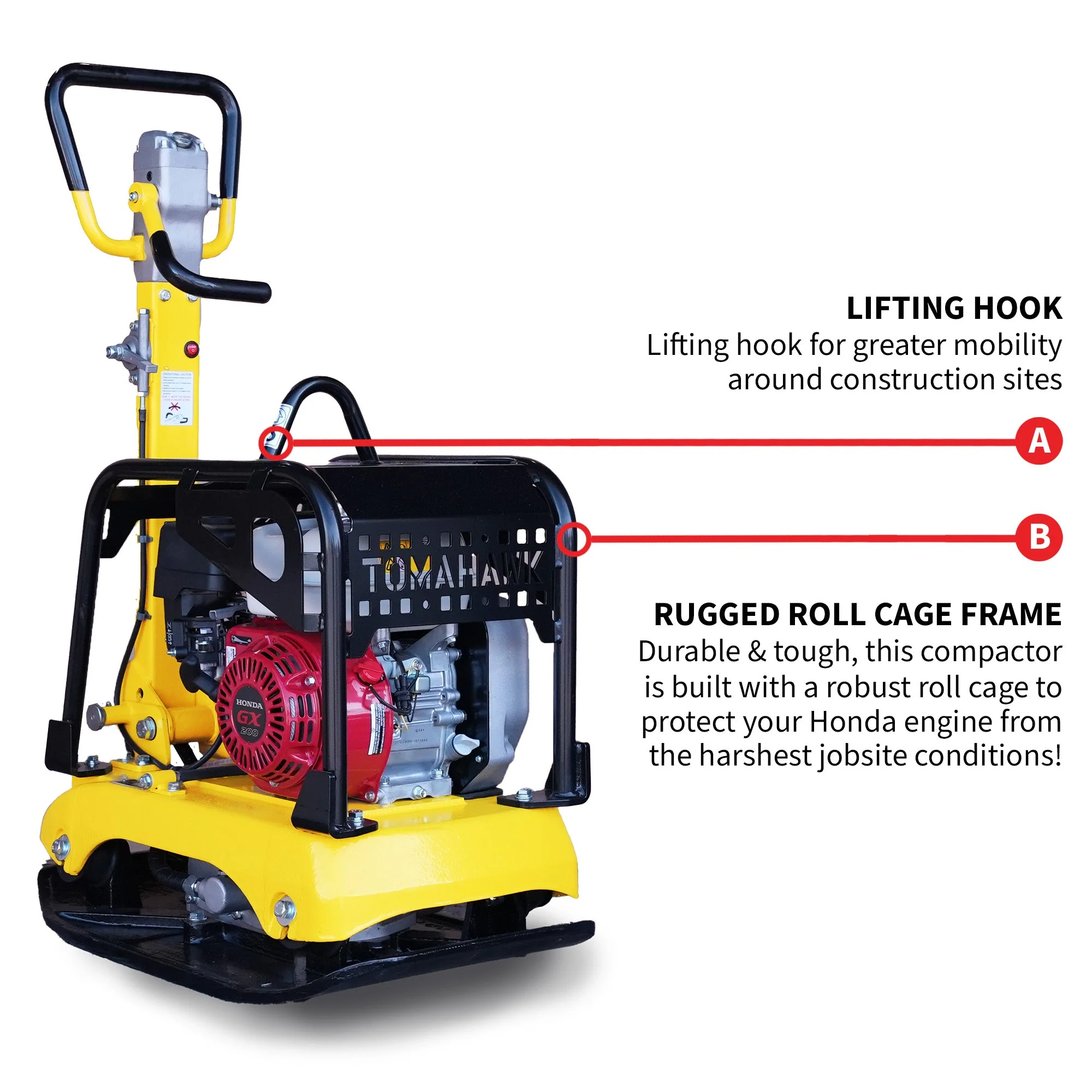 Tomahawk 6.5 HP Honda Reverse Hydraulic Plate Compactor for Soil, Aggregate, Cohesive Compaction - Image 7