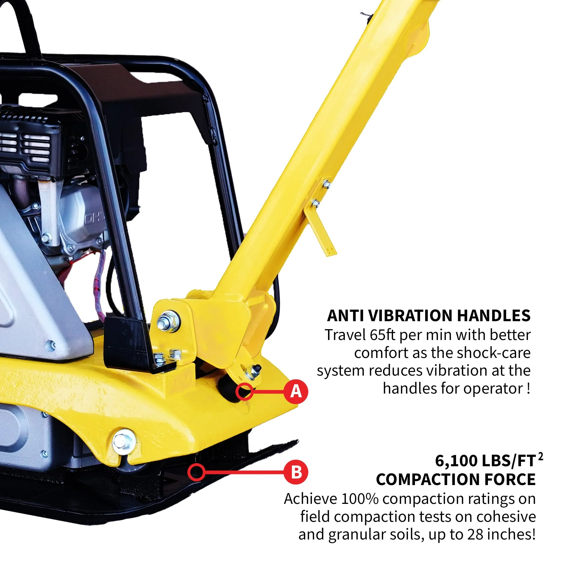 Tomahawk 6.5 HP Honda Reverse Hydraulic Plate Compactor for Soil, Aggregate, Cohesive Compaction - Image 9