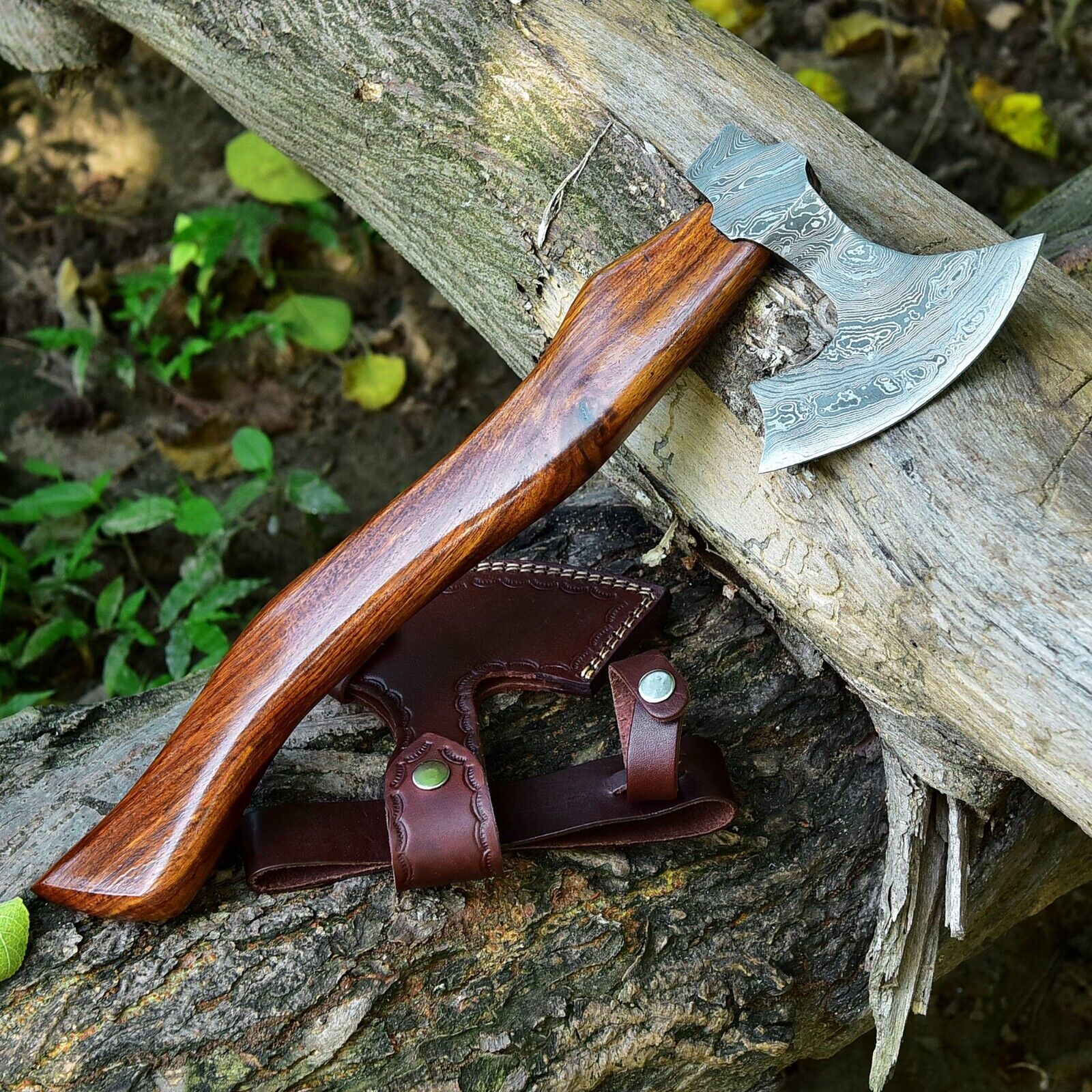 Tomahawk Axes with Custom Handmade Forged Damascus Steel Blade – "Rosewood Legend" - Image 2