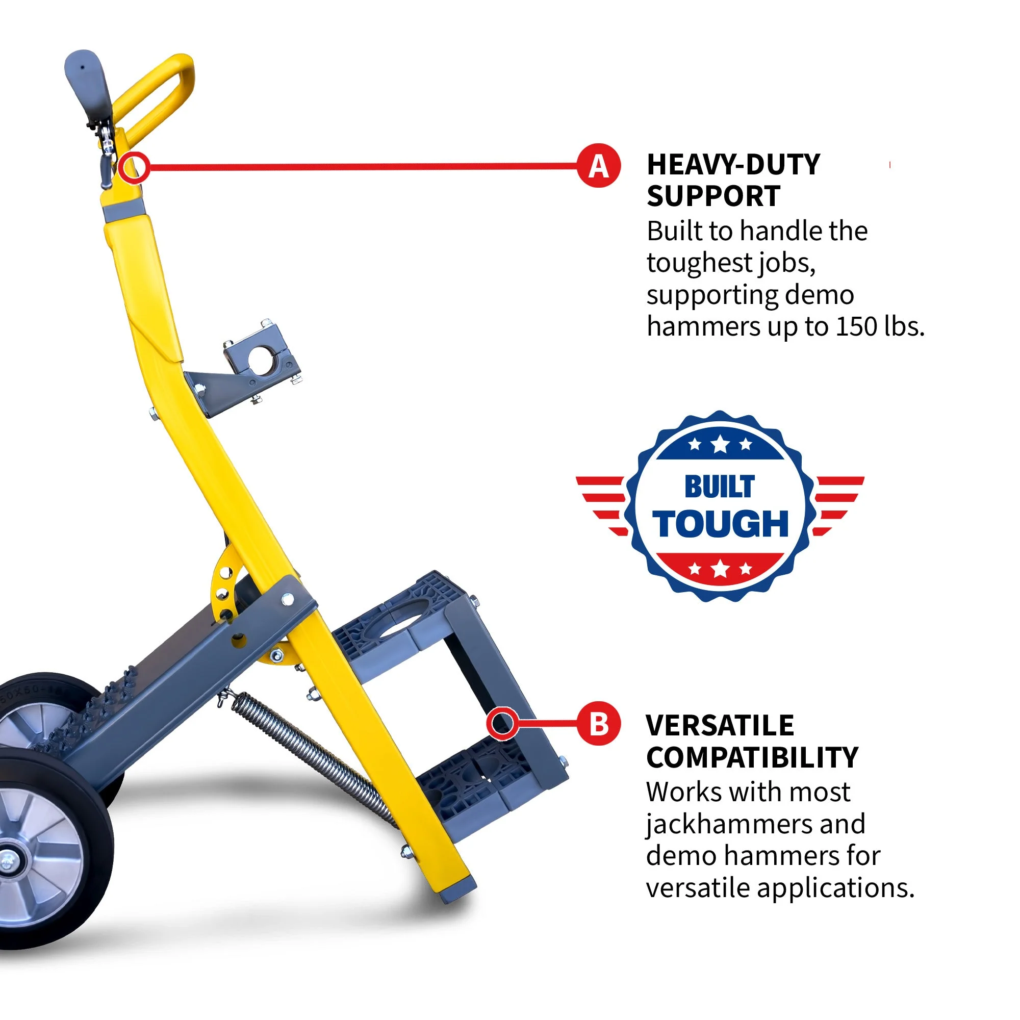 Tomahawk Demo Hammer Trolley – Heavy-Duty Universal Jackhammer Support Anti-Vibration Ergonomic Design for Effortless Demolition - Image 4
