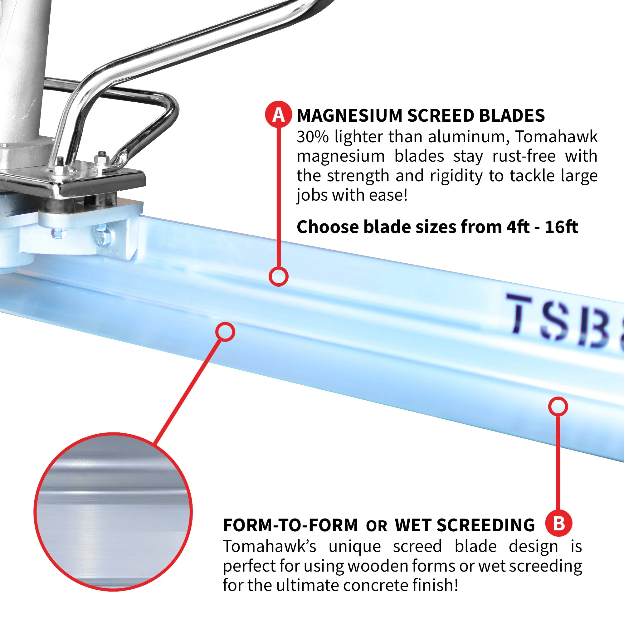 Tomahawk PRO Series Honda Concrete Power Screed Three Magnesium Blade Bundle (Choose 3 Boards) - Image 9
