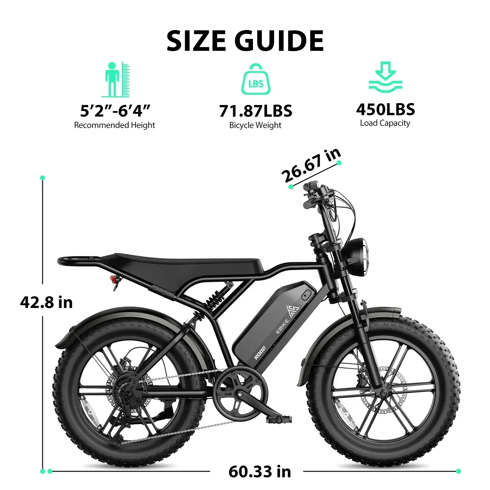 TST R002 20'' 1500W Full Suspension Moped-style Electric Bike - Image 13