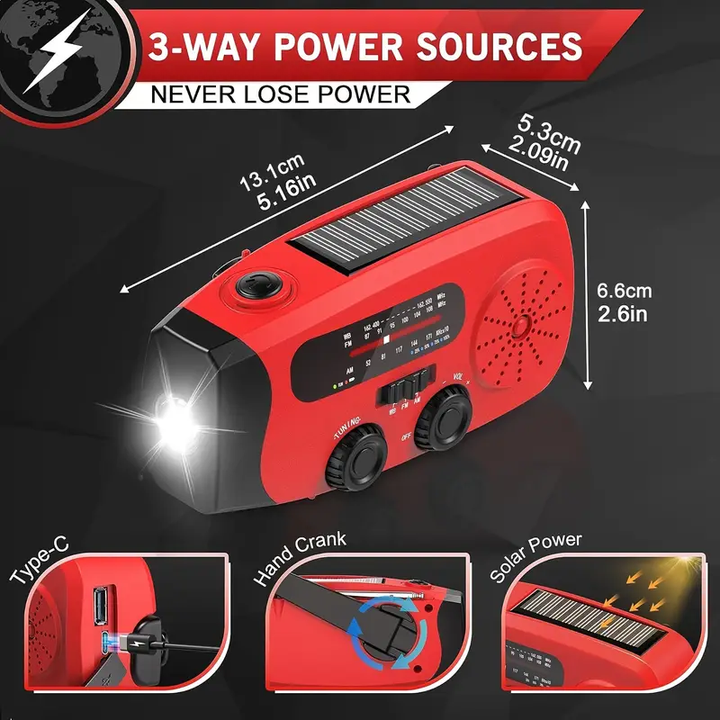 3-in-1 Emergency Radio – Stay Connected & Powered Anytime! - Image 3