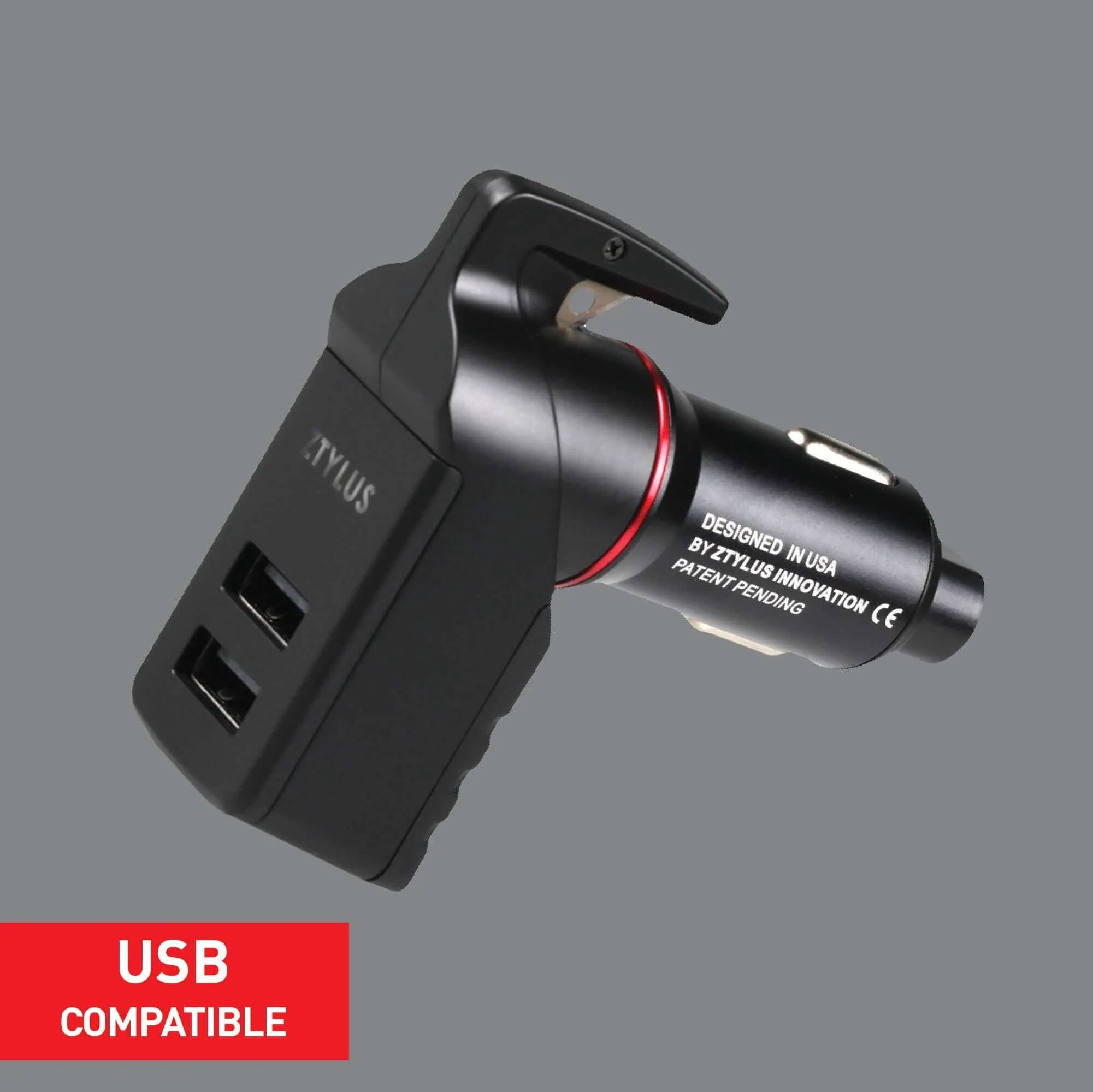 USB Car Charger Emergency Tool (Black) - Image 2