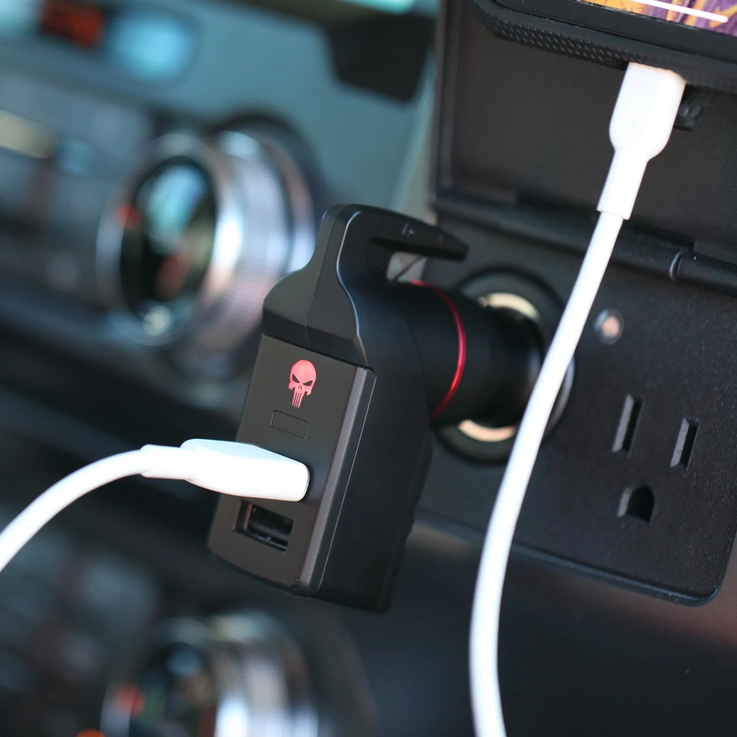 USB Car Charger Emergency Tool (Red Punisher) - Image 2