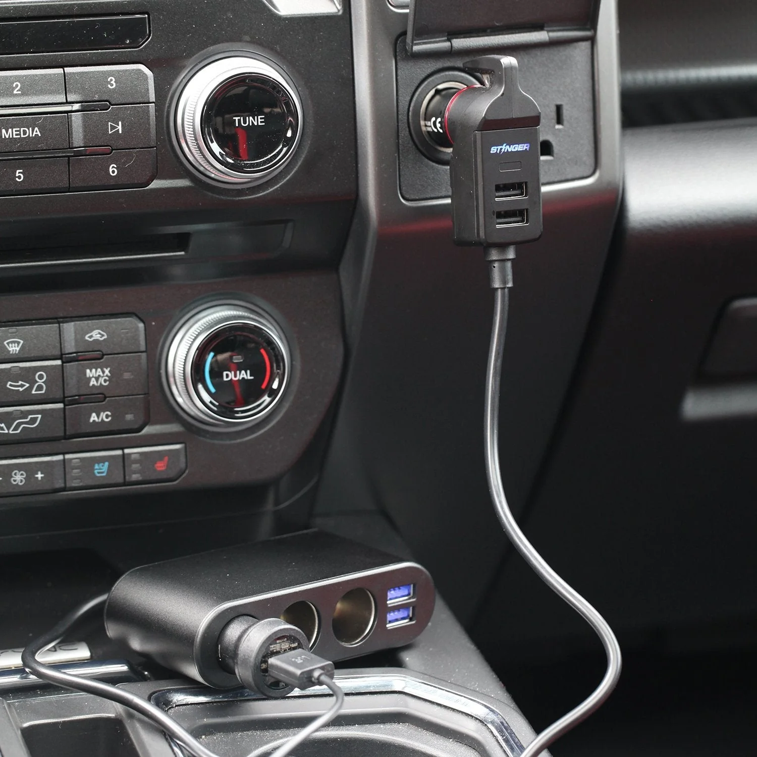 USB Car Charger Emergency Tool With Cigarette Lighter & USB Extensions - Image 2
