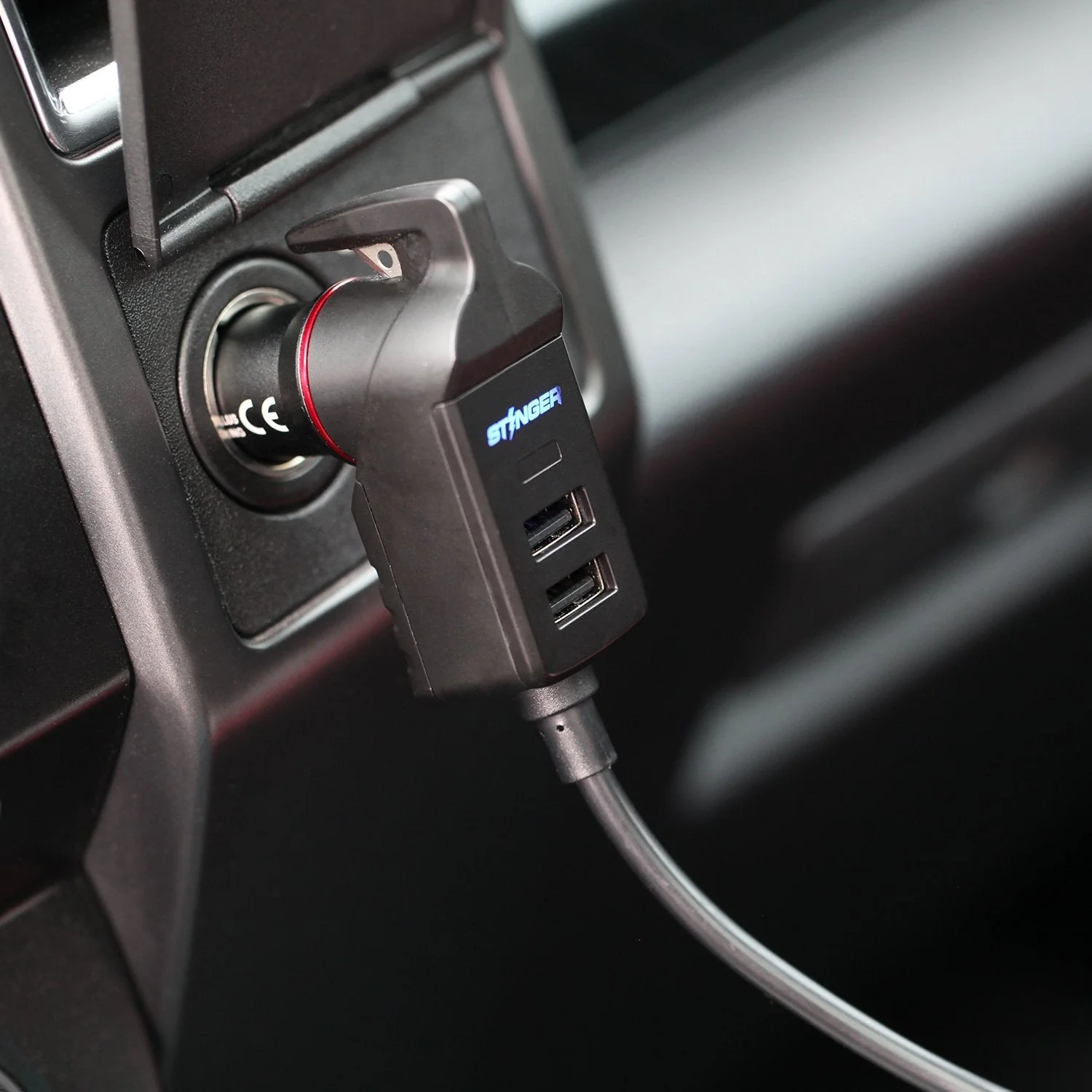 USB Car Charger Emergency Tool With Cigarette Lighter & USB Extensions - Image 3
