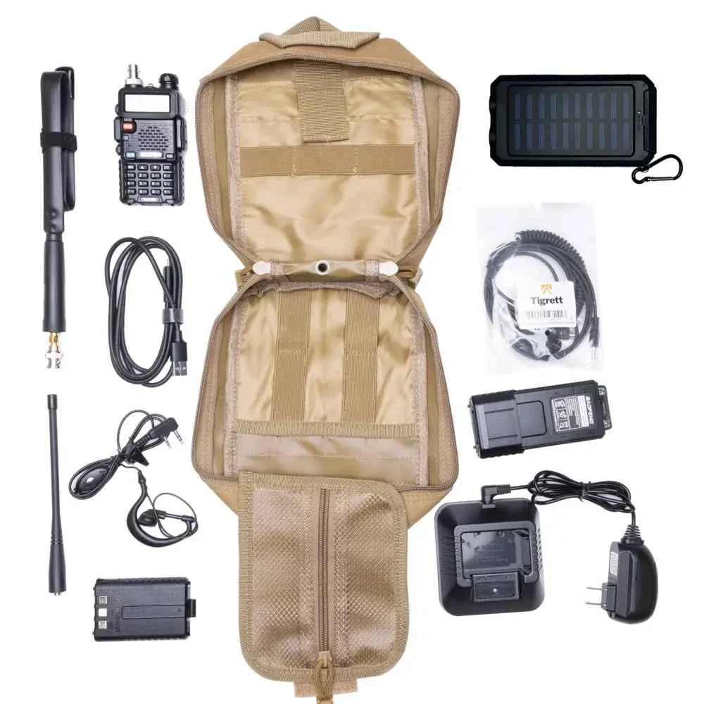 UV5R Radio Go Bag with Solar Charger Bugout Kit