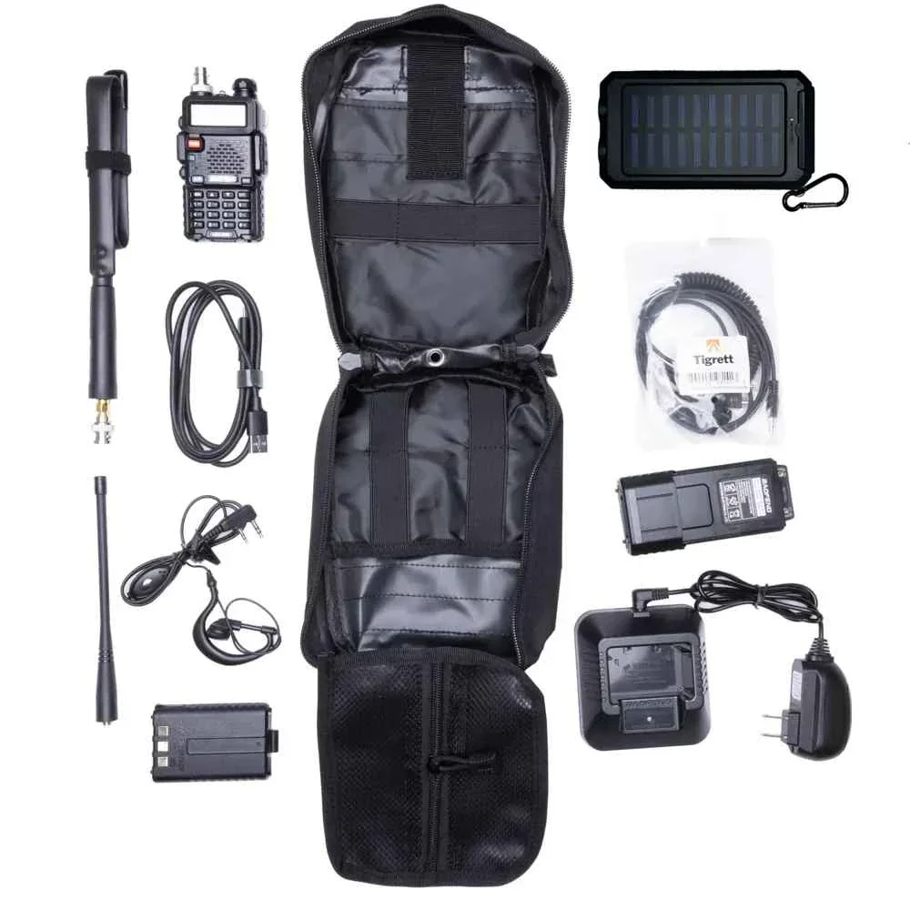 UV5R Radio Go Bag with Solar Charger Bugout Kit - Image 2