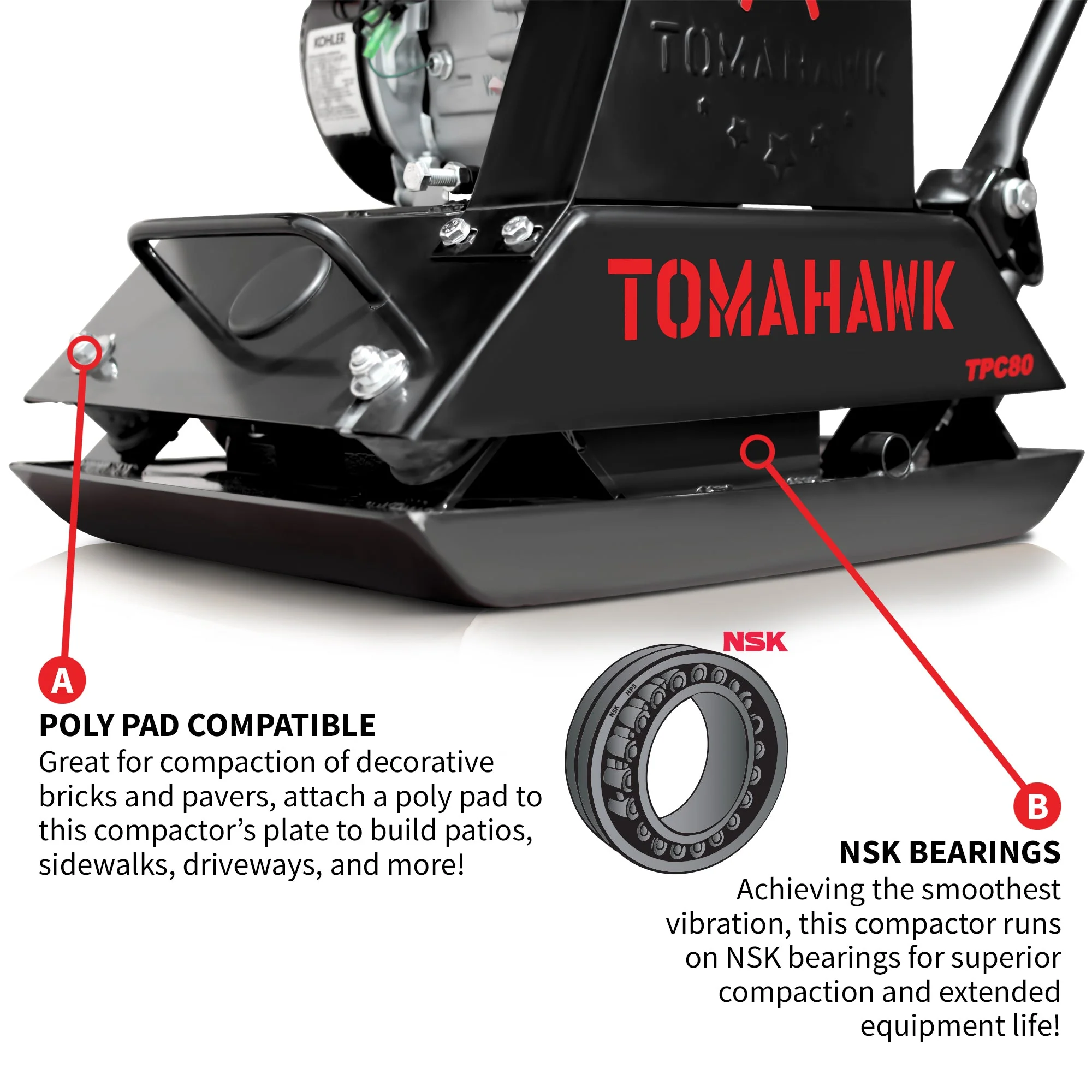 Vibratory Plate Compactor Tamper with Kohler Engine for Dirt Gravel Soil Compaction - Image 8