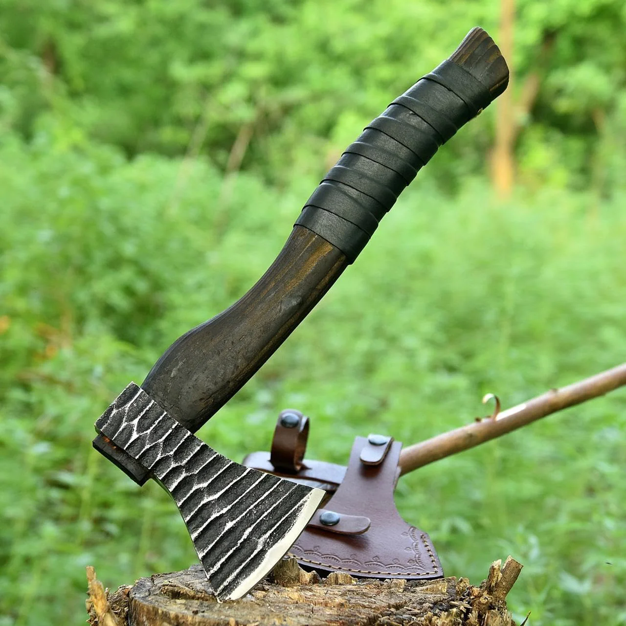 Viking Battle Axe with Custom Handmade Forged 1095 Steel Blade and Ash Wood Handle – Thor’s Fury - Image 2
