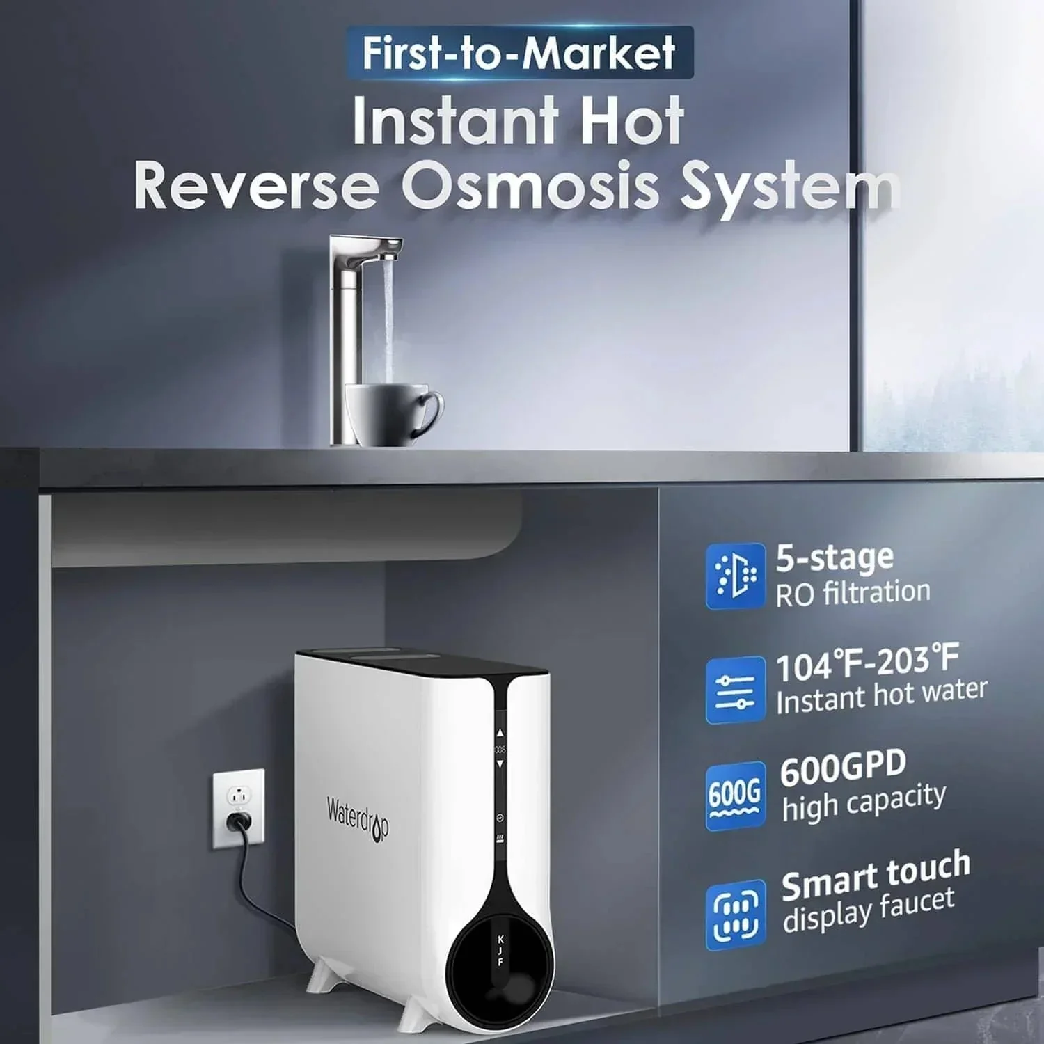 Waterdrop Reverse Osmosis System, Instant Hot Water Dispenser, K6 - Image 2
