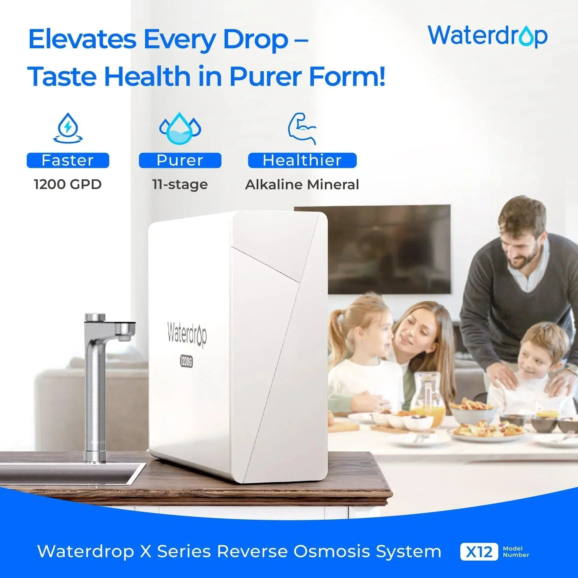 Waterdrop X Series Reverse Osmosis System, X12 + 3 Filters Combo (SC) - Image 3