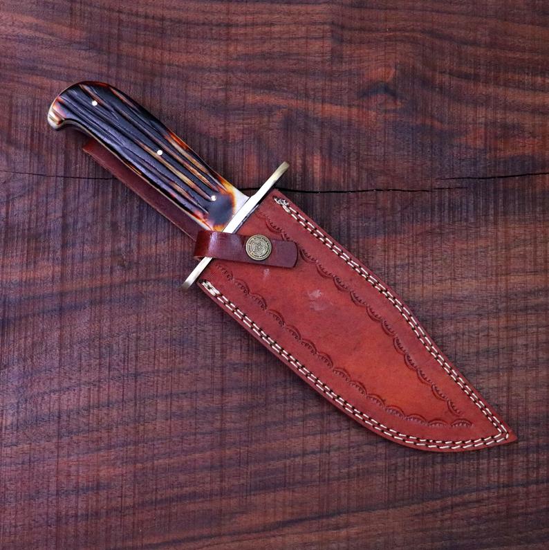 Western Bowie Knife – Handmade 15-Inch Damascus Steel with Bone Handle - Image 7