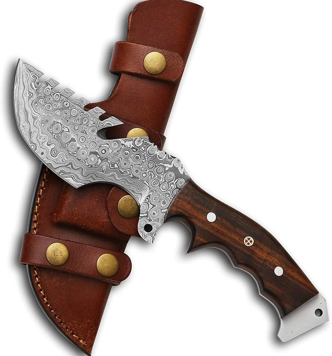 Weyland Tracker Knife – Handmade Damascus Survival Blade with Rosewood Handle - Image 11
