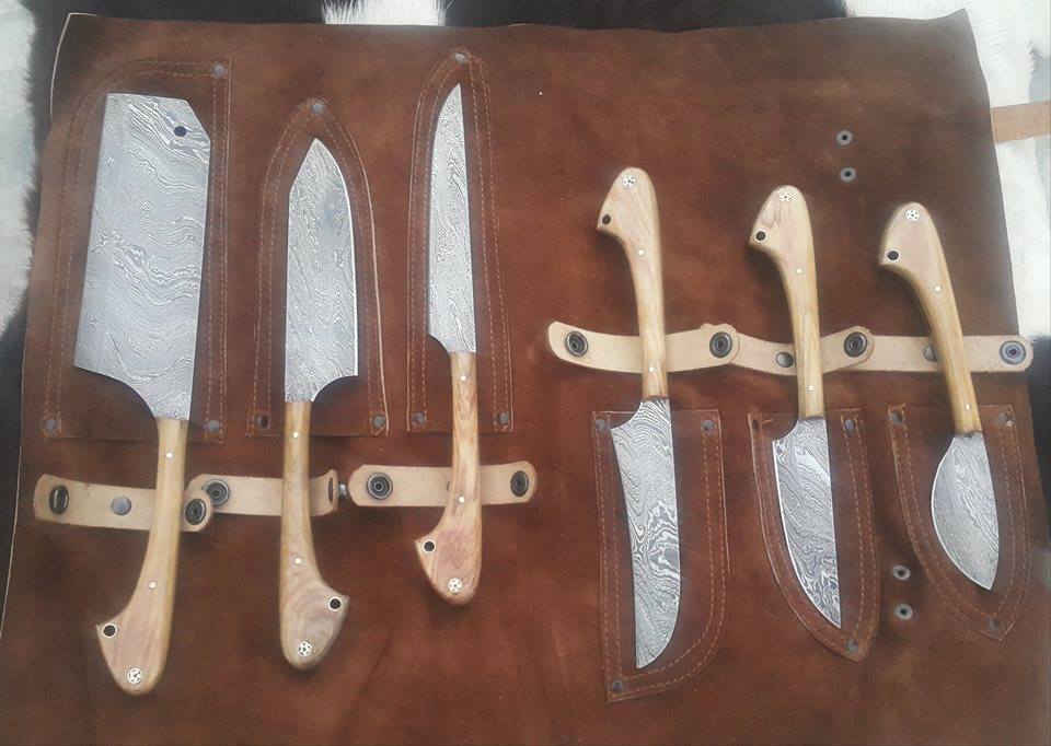 Wild Game Processors – 6-Piece Damascus Steel Knife Set with Buffalo Horn Handles - Image 2