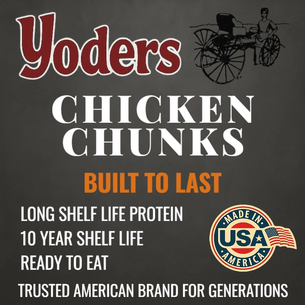 Yoder’s Canned Chicken Chunks | 28 oz can | Real USA Chicken | Fully Cooked | Shelf Stable Survival Food | 10+ Year Shelf Life | Ready to Eat | Ideal for Prepping, Storage & Camping - Image 6