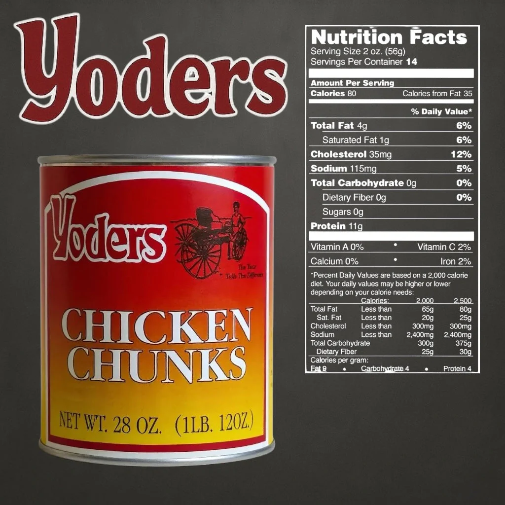 Yoder’s Canned Chicken Chunks | 28 oz can | Real USA Chicken | Fully Cooked | Shelf Stable Survival Food | 10+ Year Shelf Life | Ready to Eat | Ideal for Prepping, Storage & Camping - Image 7