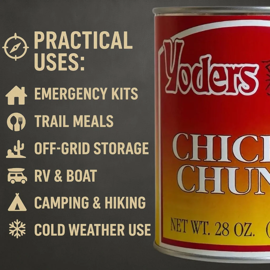 Yoder’s Canned Chicken Chunks | 28 oz can | Real USA Chicken | Fully Cooked | Shelf Stable Survival Food | 10+ Year Shelf Life | Ready to Eat | Ideal for Prepping, Storage & Camping - Image 8