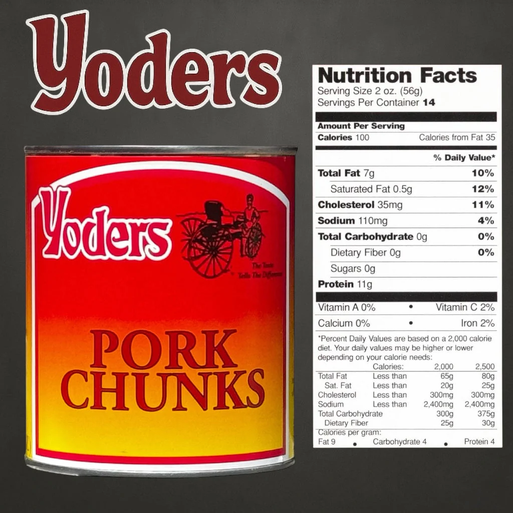Yoder’s Canned Pork Chunks | 28 oz can | Real USA Pork | Fully Cooked | Shelf Stable Survival Food | 10+ Year Shelf Life | Ready to Eat | Ideal for Prepping, Storage & Camping - Image 8