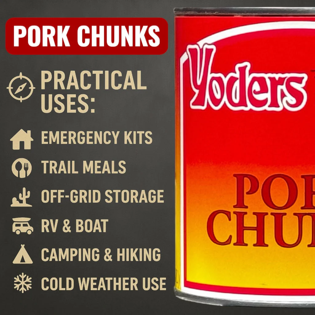 Yoder’s Canned Pork Chunks | 28 oz can | Real USA Pork | Fully Cooked | Shelf Stable Survival Food | 10+ Year Shelf Life | Ready to Eat | Ideal for Prepping, Storage & Camping - Image 9